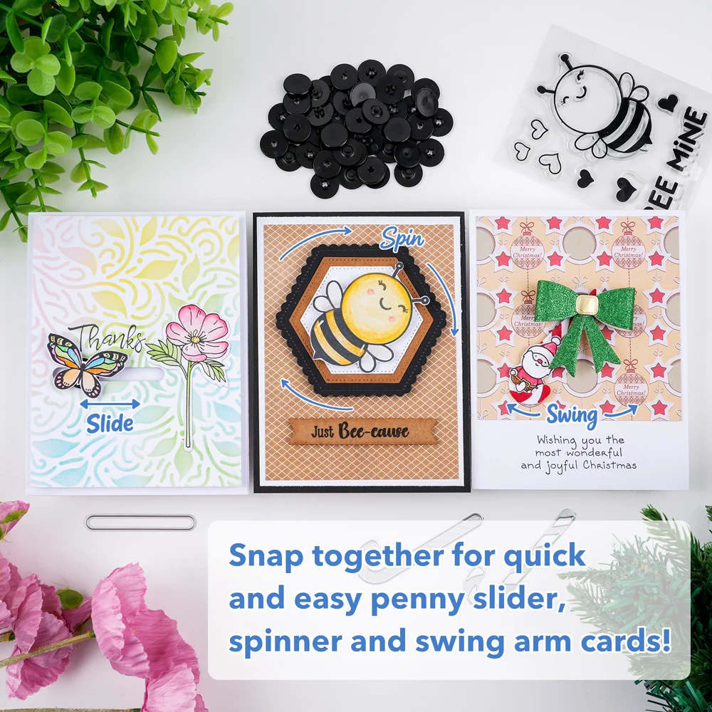 50 Pairs Snap'n Slides for Making Slider Card Spinner Swing Arm Cards,Round Interlocking Disks Easy Interactive Elements Snap