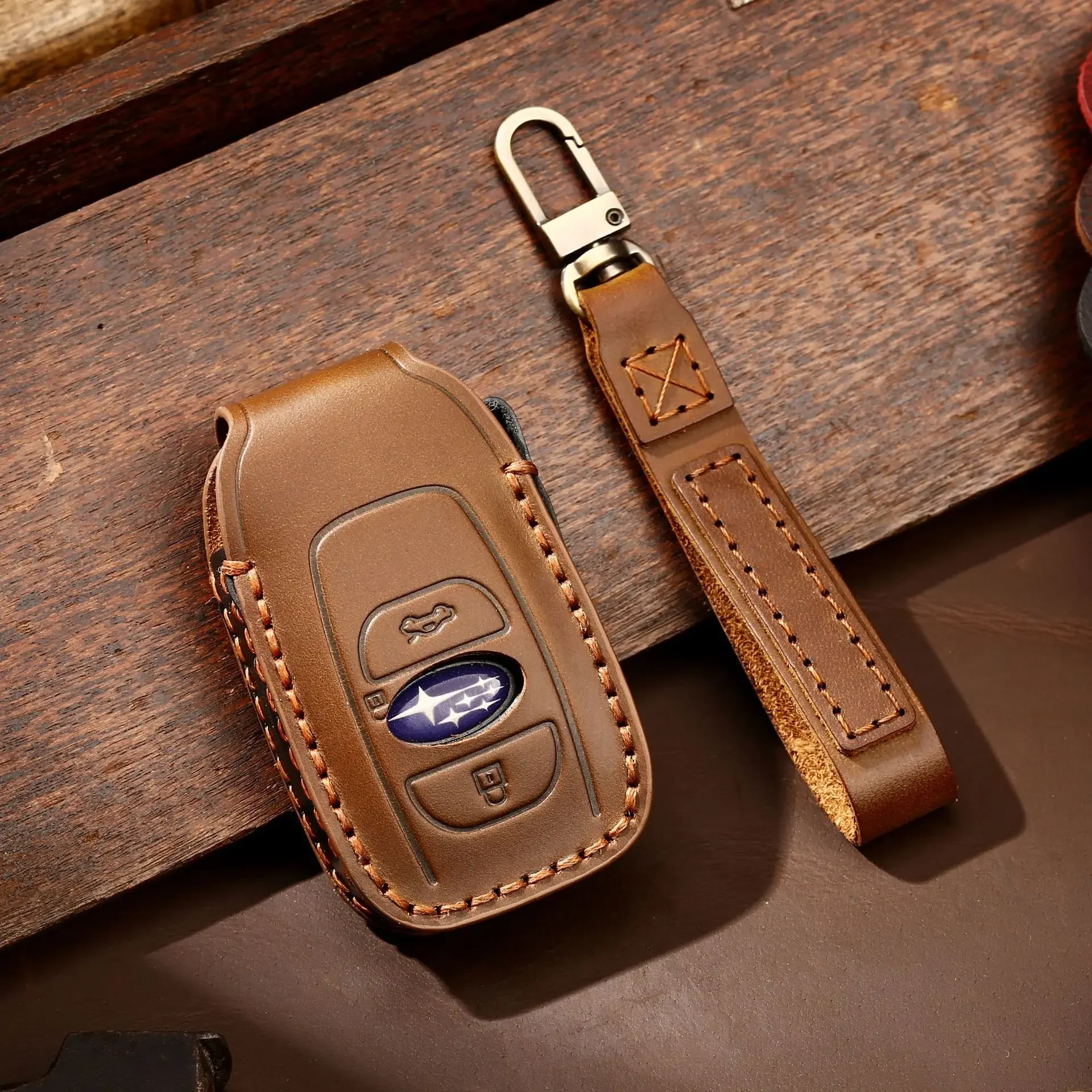 Leather Car Key Cover for Subaru Legacy XV Forester Outback BRZ SIT Accessories Auto Remote Key Shell Case Protector Covers