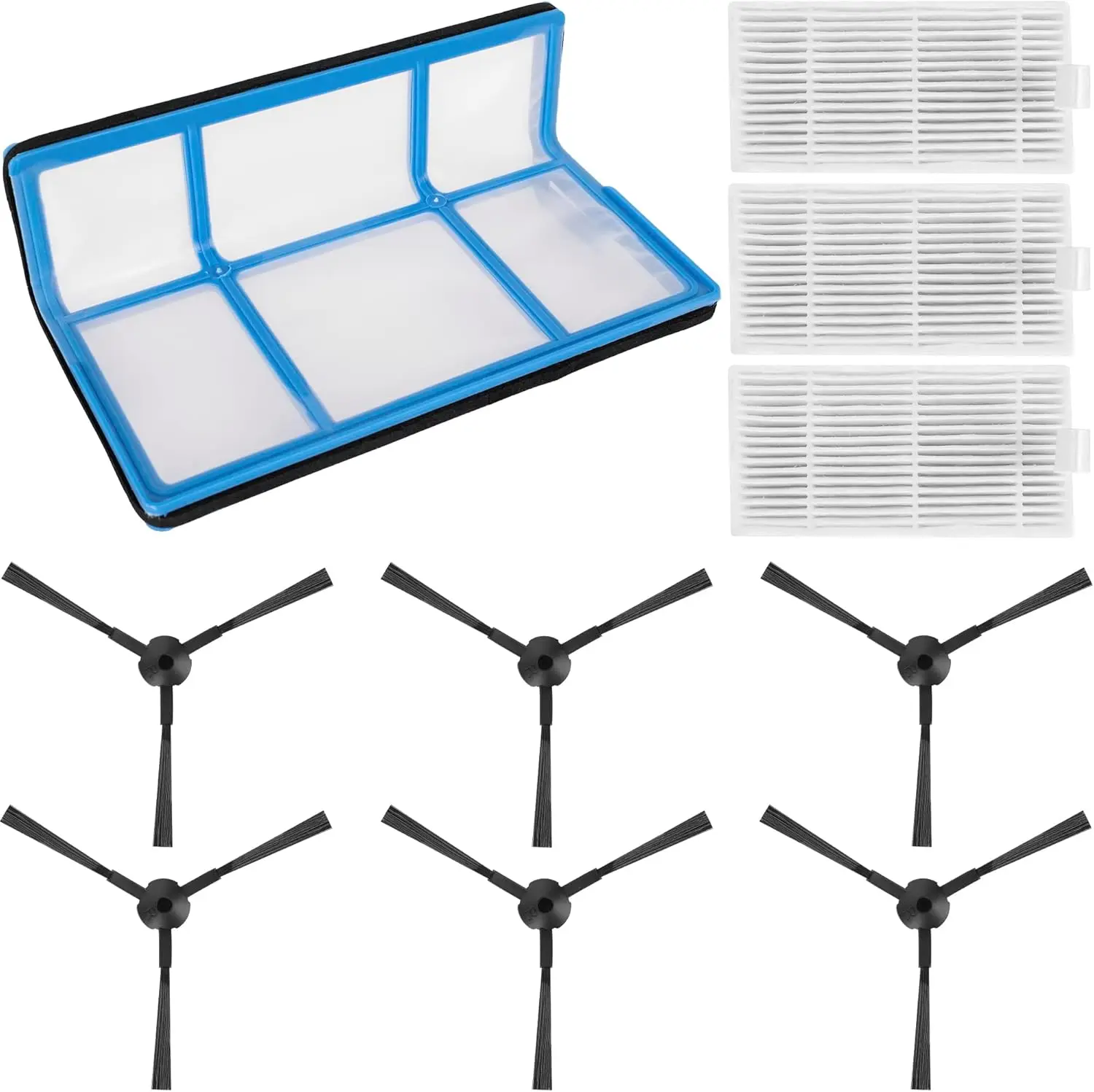

Комплект сменных фильтров и боковых щеток для роботов-пылесосов ILIFE — 1 фильтр, 3 HEPA-фильтра, 6 щеток