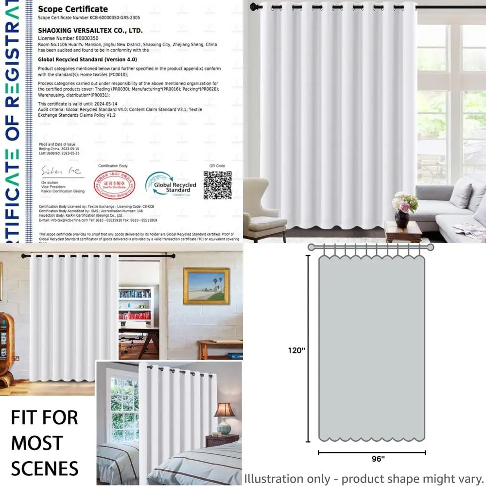 

Портативный разделитель штор для раздвижной двери, высота 8 футов x шириной 10 футов, шумоподавляющий экран конфиденциальности