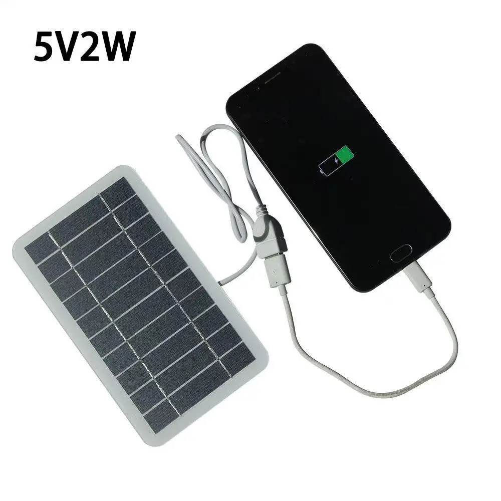 

5V 2W USB Solar Charger Panel with USB Output High Efficiency Solar Panel Charger Waterproof Multipurpose Outdoor Solar Charger