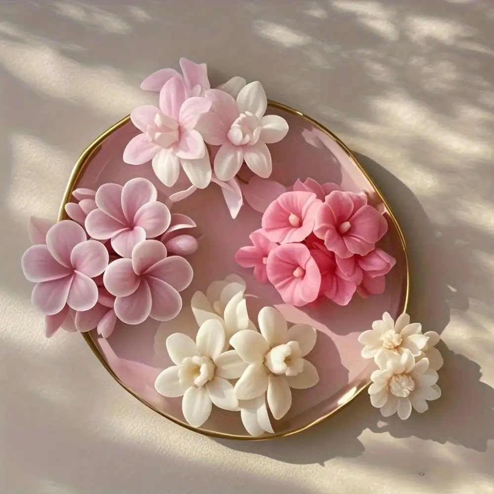 

3D Layered Petal Floral Silicone Mold - Reusable Oval for DIY Aromatherapy Candles, Crafts & Holiday Gifts