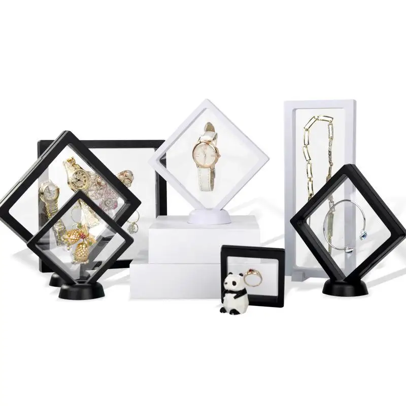 PE Film Jewelry Storage Box 3D Floating Display Case for Rings Earrings Necklace,Wedding Gift Jewelry Organizer
