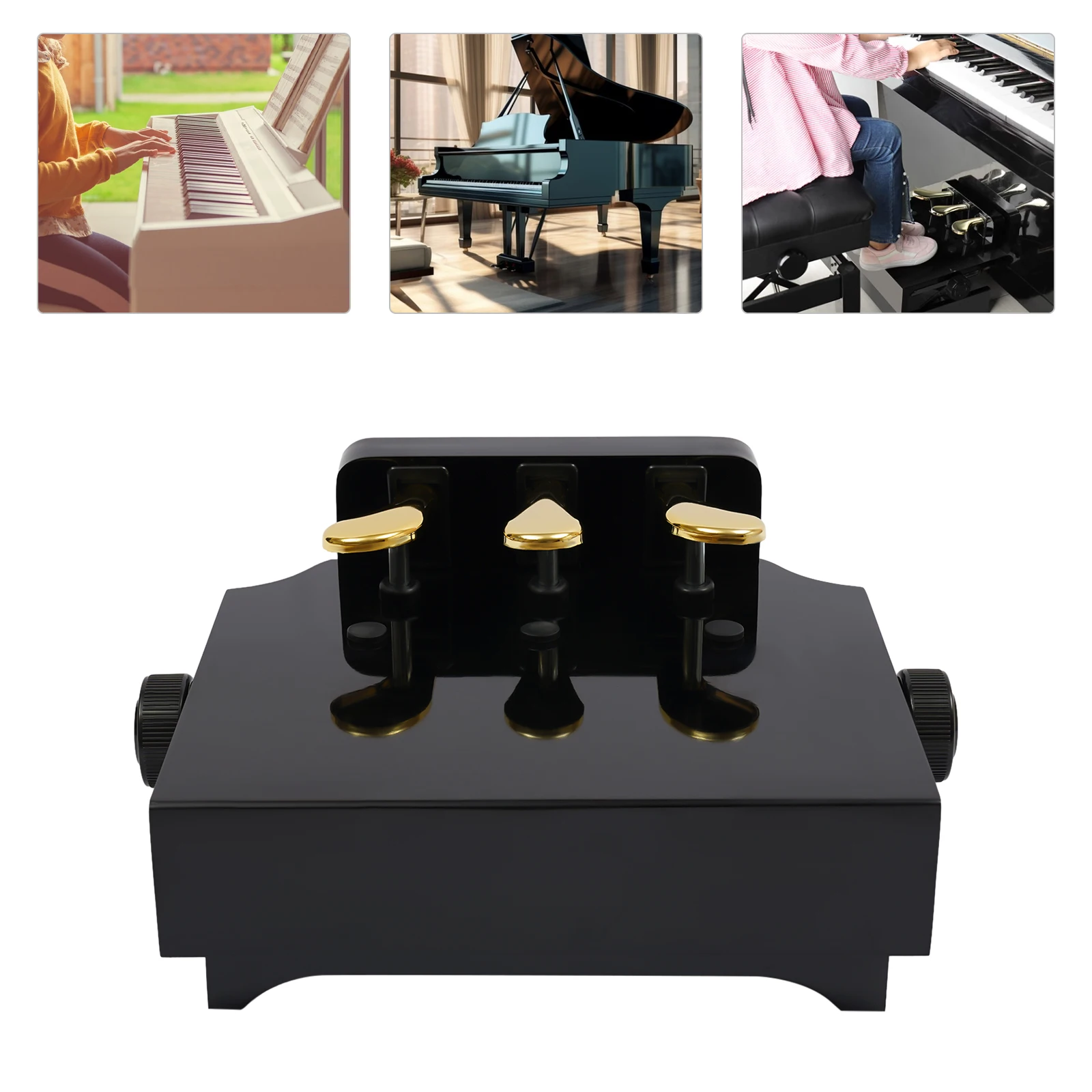 Adjustable Piano Pedal Extension For Double Height With 3 Pedal Extensions Piano Lesson Aid Non-Slip Accessories Black