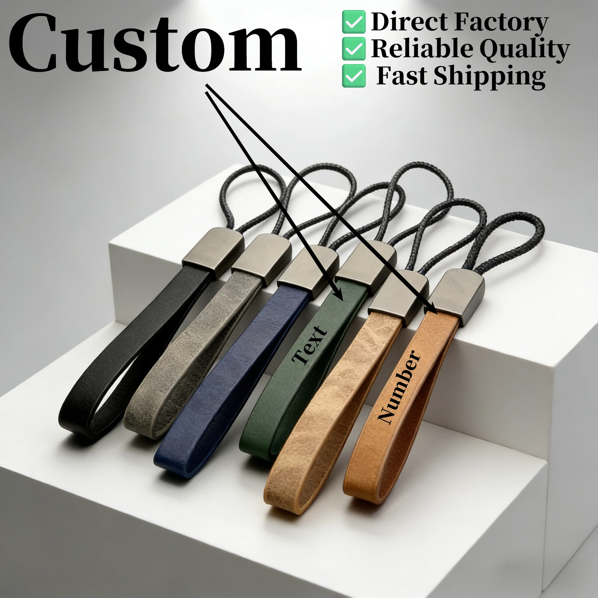 

Wrist Sling Strap Personalize Belt Keyring Custom Simple Elegant Leather Car Motorcycle Keychain Bag Pendant Key Accessory Gift