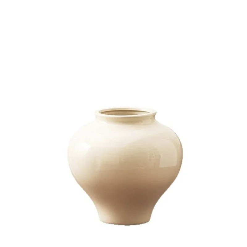 Cream wind ceramic vase large ornament, living room coffee table, water culture device, advanced sense
