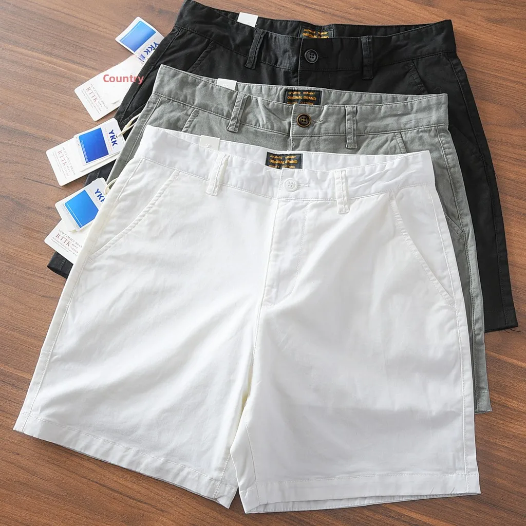 

Washed Pure Cotton Men's Shorts Summer 2025 Elastic Black White Three-Quarter Four-Quarter Casual Breathable Youth Trend