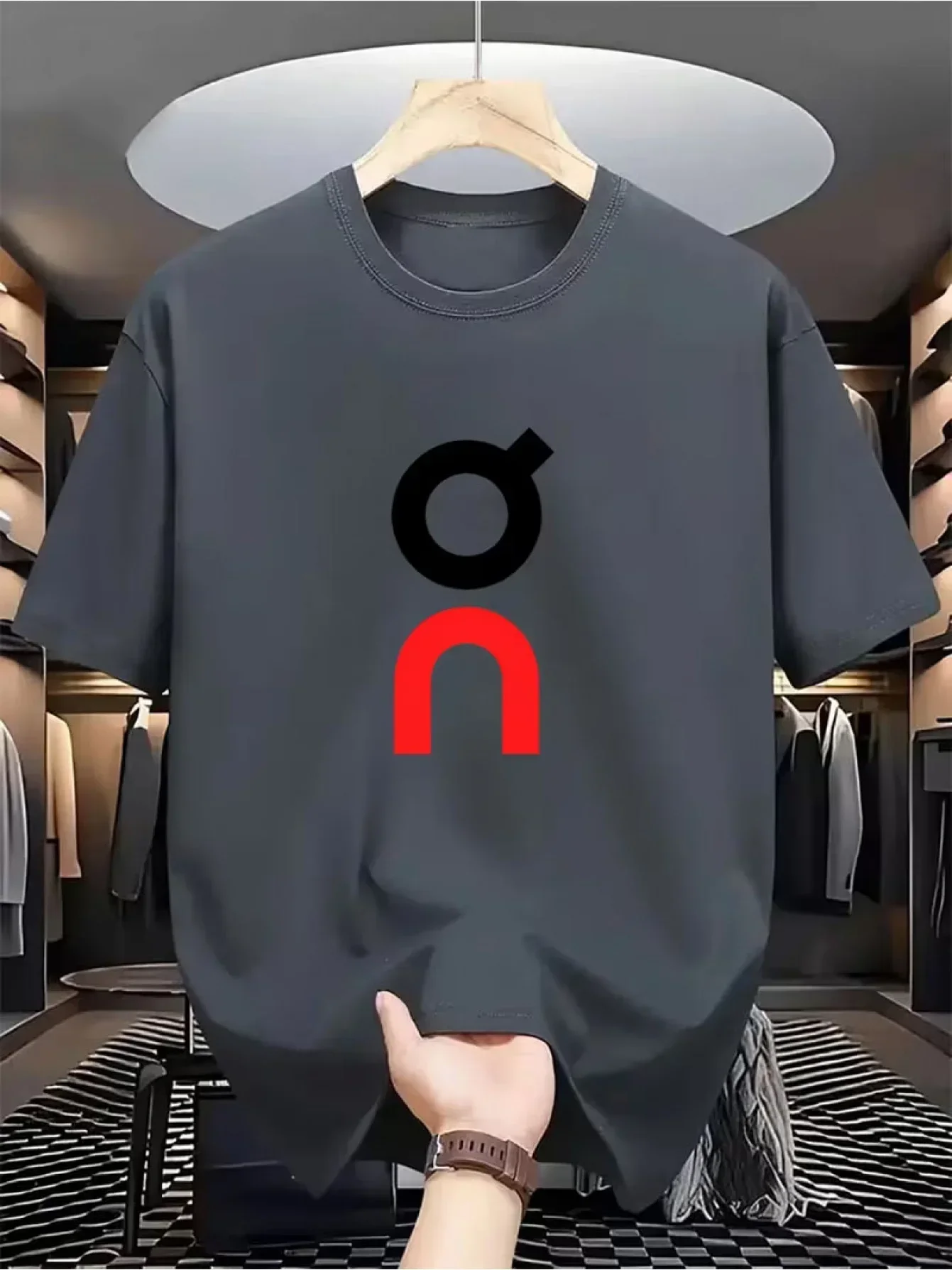 Herren Casual Bedrucktes Baumwoll-T-Shirt Premium Hochwertig Weich Atmungsaktiv Einfarbiges T-Shirt Stylisch Einzigartiges Logo-Grafik-Design – Detail 3
