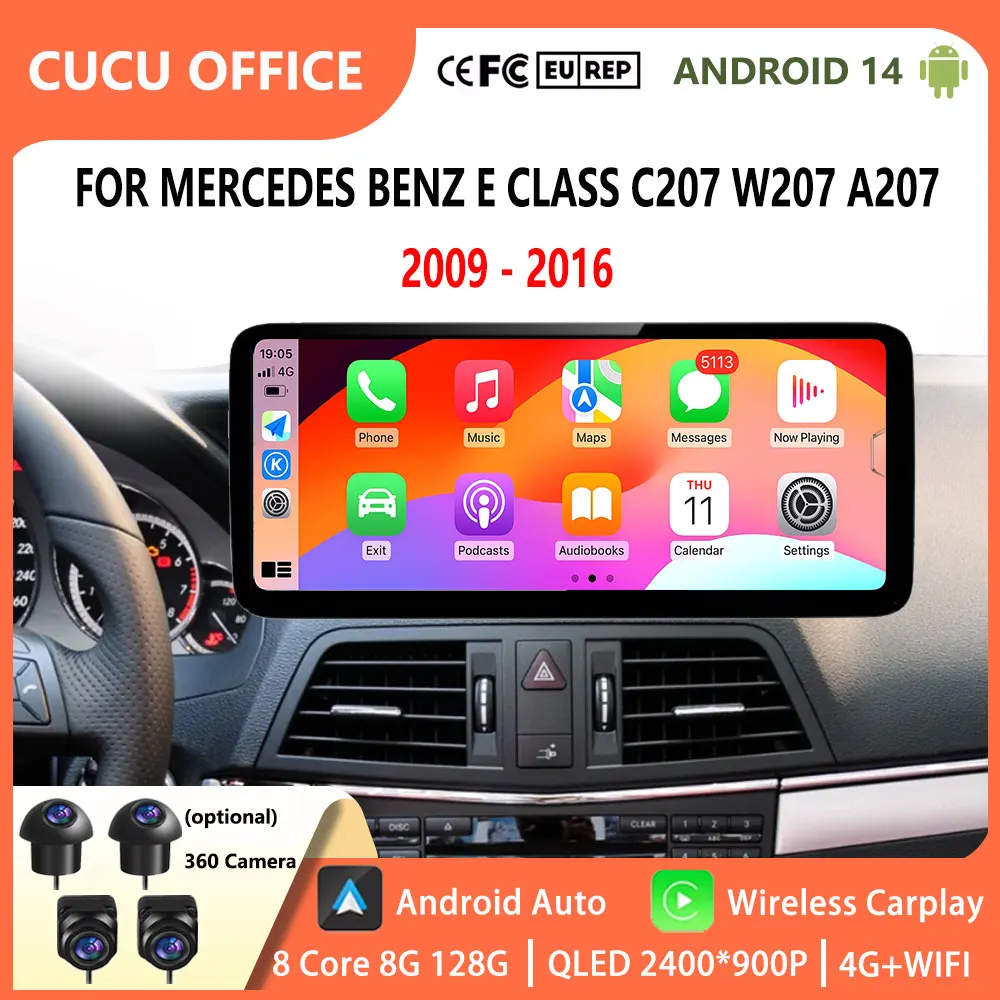 

GPS 4G Android 14 for Mercedes Benz E Class C207 W207 A207 2009 - 2016 Wireless Carplay Car Radio Multimedia Player WiFi