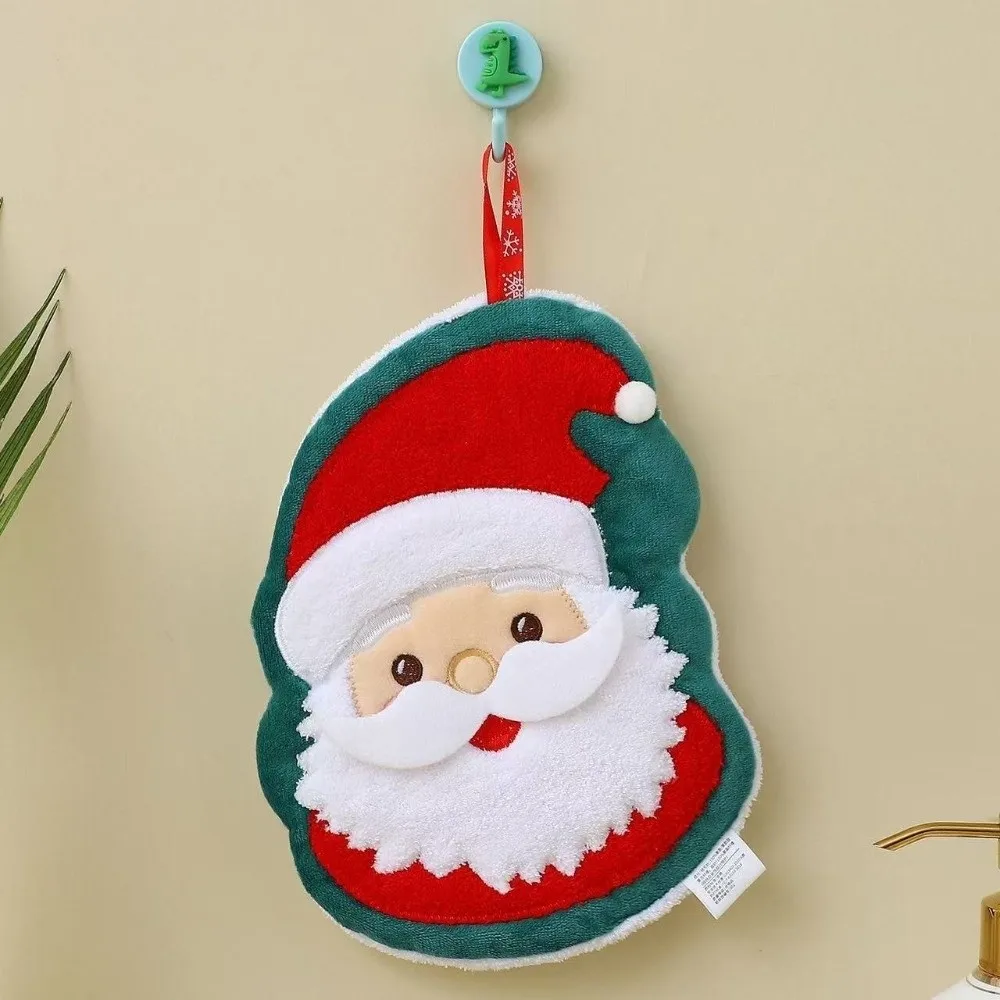 3 Layer Christmas Hand Towel Water-absorbing Quick Drying Bathroom Kerchief Thickened Hanging Toilet Handkerchief for Christmas