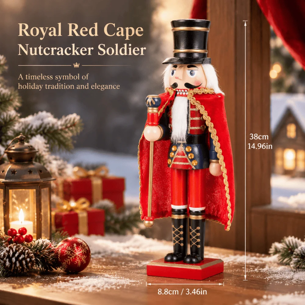 38CM 1Pcs Rot Schwarz Nussknacker Cape Soldat Jane Europäischen Hause Wohnzimmer tisch dekoration Weihnachten geschenk