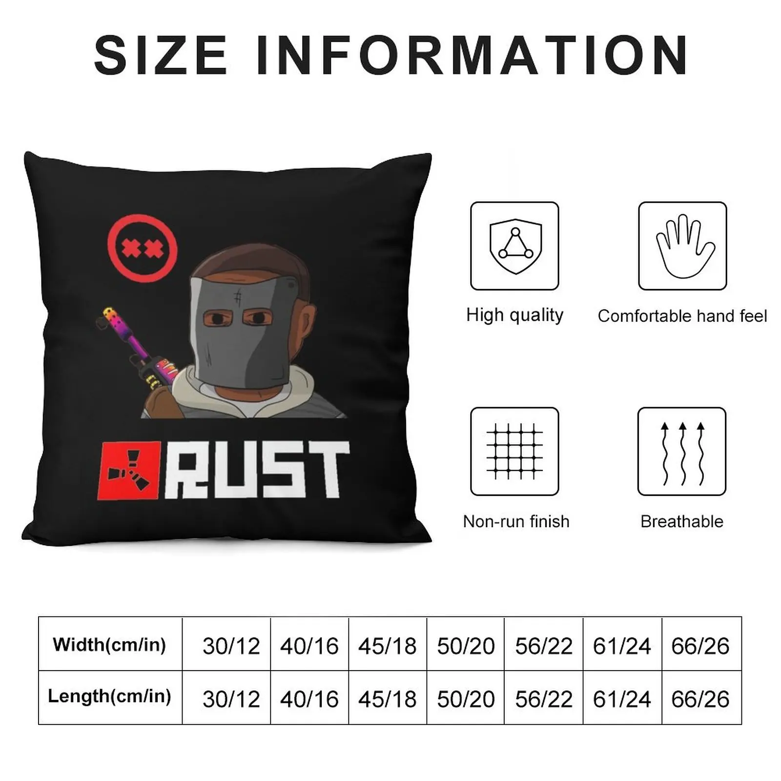 Rust Game Merch Black Throw Pillow Luxury Sofa Cushions Cushion Child pillow