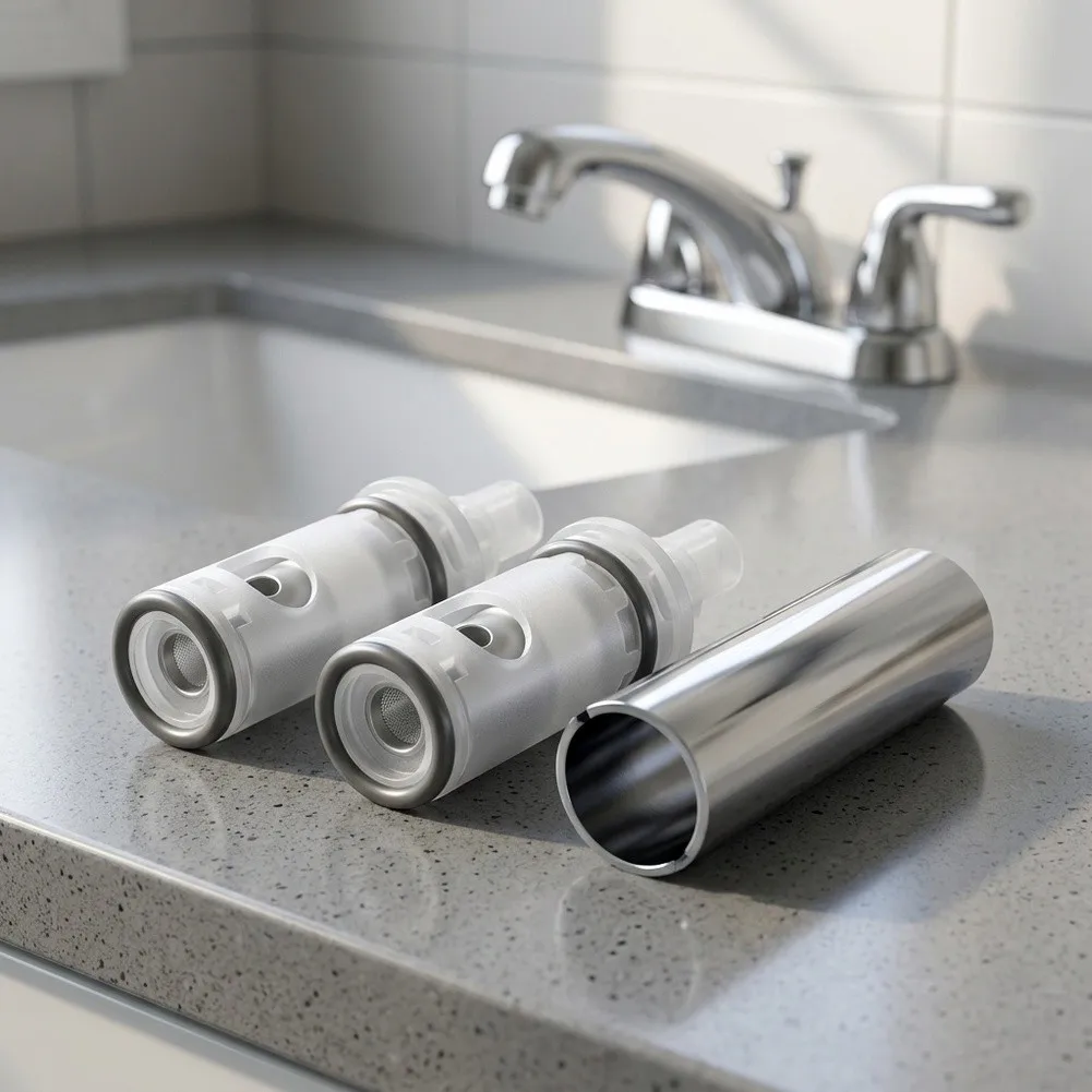 Faucet Cartridge Replacement Kit Model MN 1224 for Dripping Two-Handle Shower and Bath Faucets with Stainless Steel Components