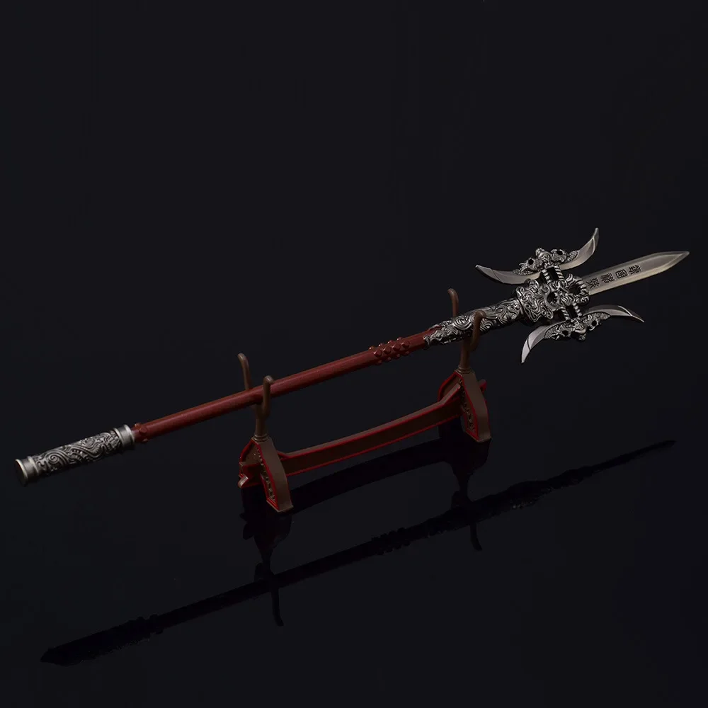 Game Weapon Anime Surrounding 30CM Wild Emperor Shihao Town National Halberd Gun Color Zinc Alloy Model Artwork Decoration