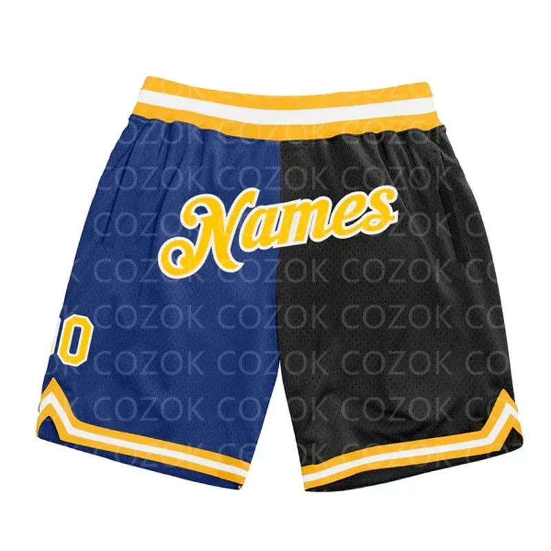 Shorts de basket-ball College en 3D pour hommes, Shorts de plage à séchage rapide, Épissure jaune personnalisée, Authentique, Votre nom, Mumber