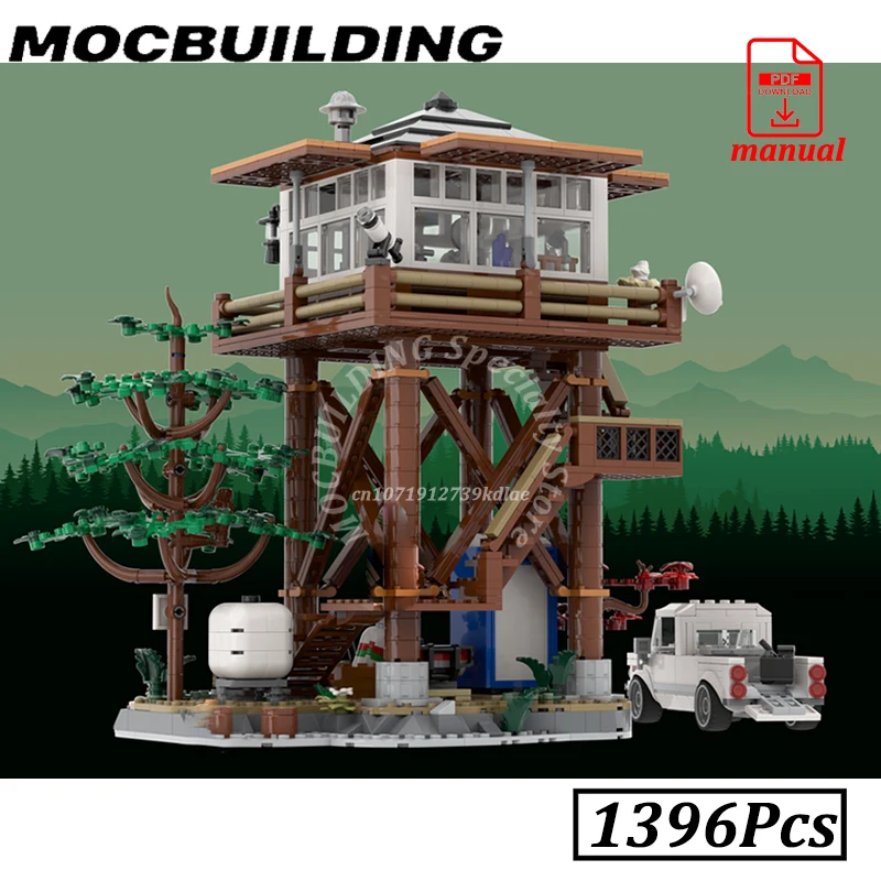 

Fire Lookout Tower City Street View Forest Watchtower Town Buildings Moc Building Blocks Brick Assembly Toys Construction