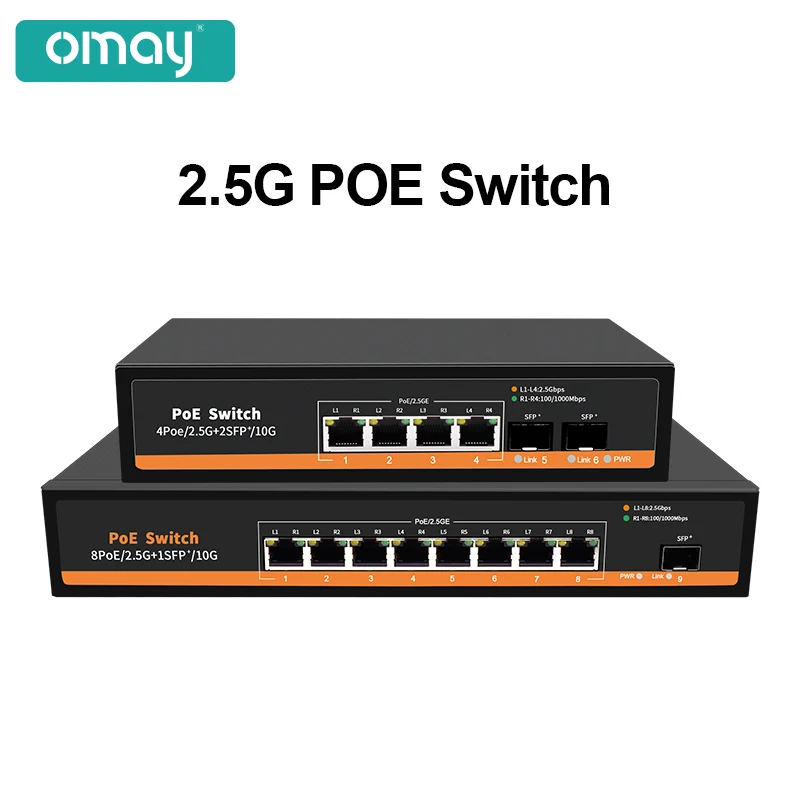 สวิตช์ PoE ที่ไม่มีการจัดการพร้อมพอร์ตสล็อต 1*1/10G SFP+ และพอร์ต PoE 8*10/100M/1G/2.5G