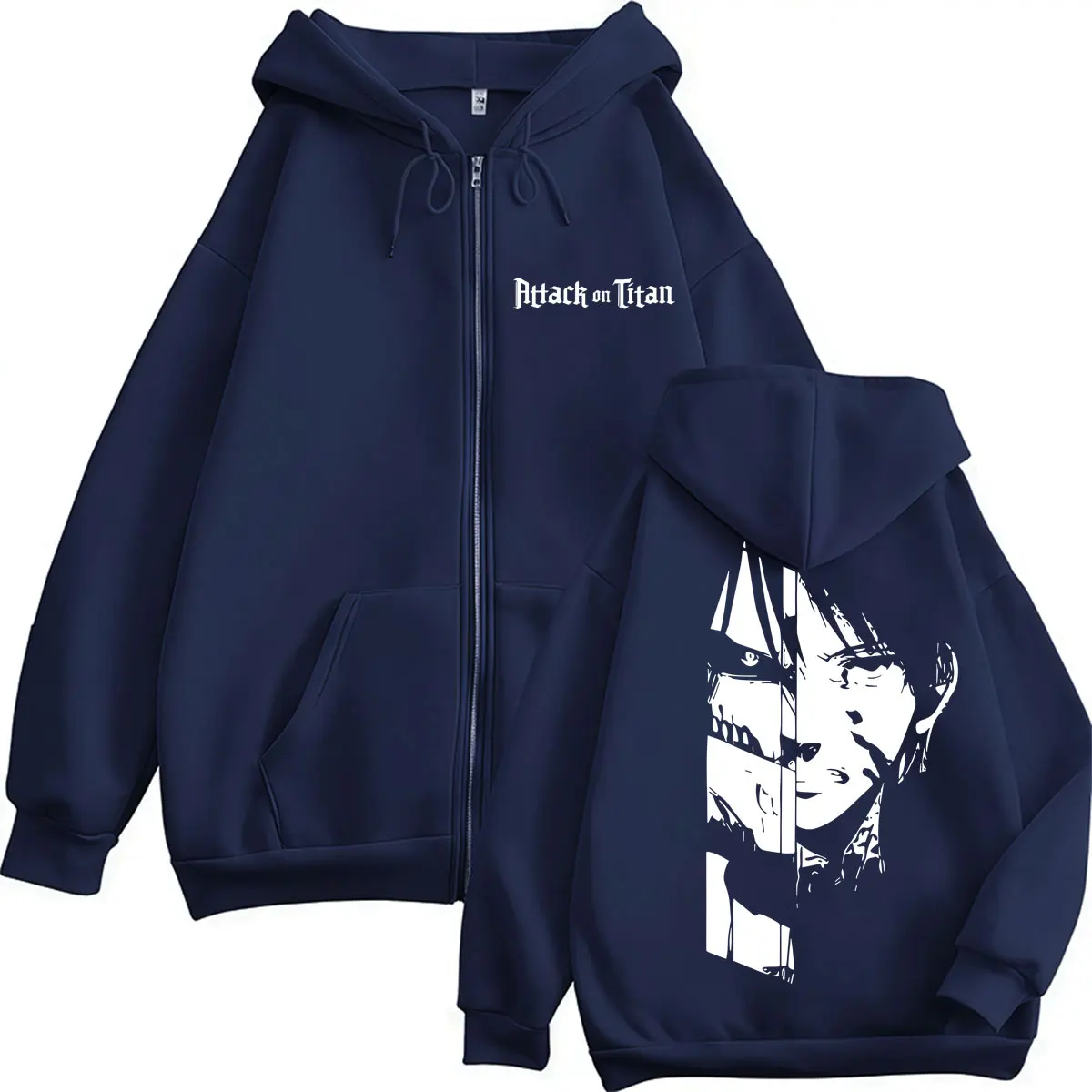 Japan Anime Attack on Titan Zipper Hoodies Mikasa Ackerman Eren Jaeger Zip Up Sweatshirt Men Women Fleece Loose Casual Jackets