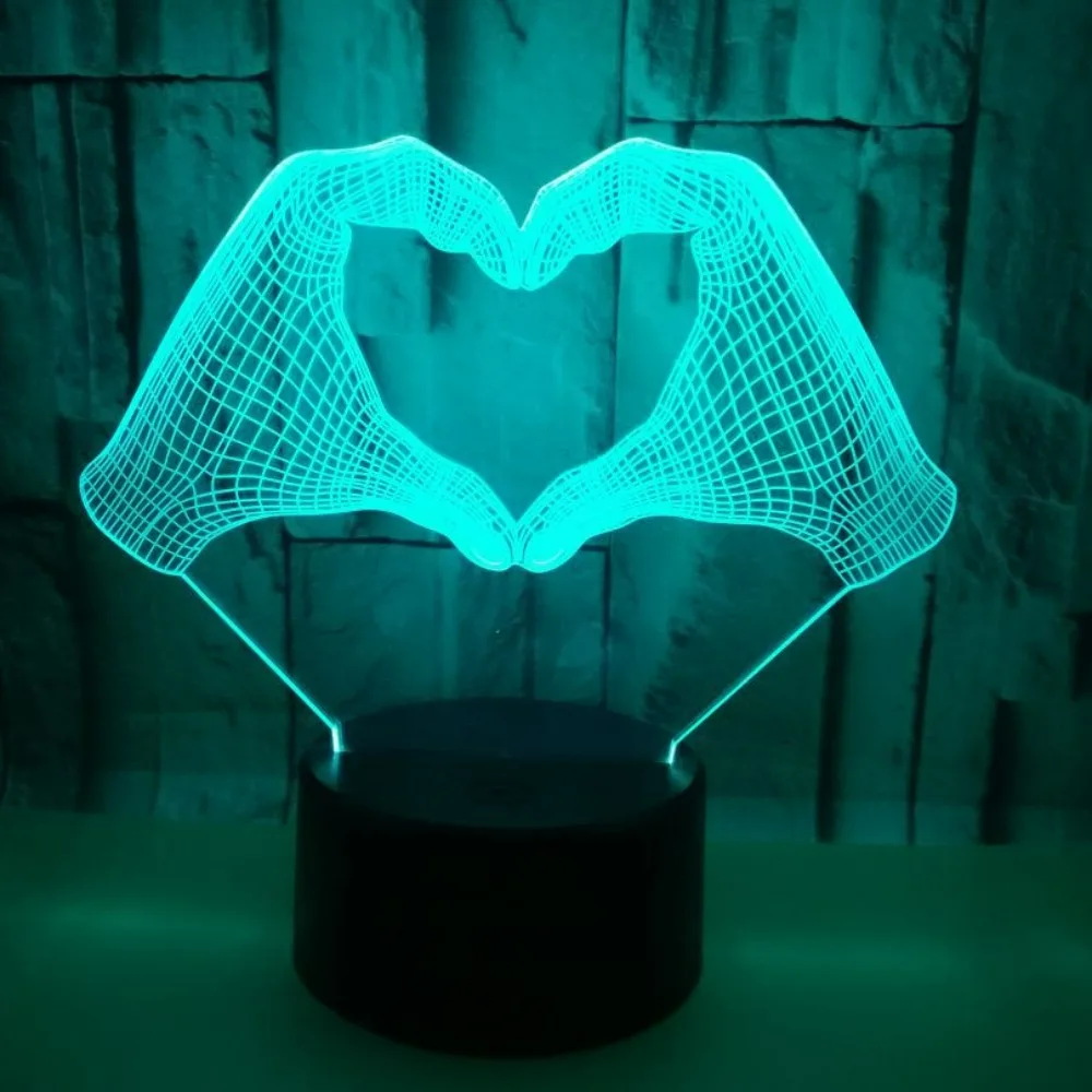 Nighdn Heart LOVE Gesture Night Light 7 Color Changing USB Table Lamp Gift for Women Lover Mother LED Nightlight Room Decor