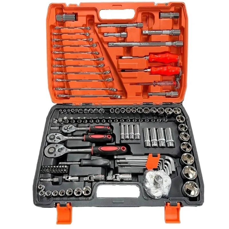 

SXLL 121 pieces, repair household DIY sleeve wrench set, carbon steel 3/4 jaw capacity, plastic tool box, storage box, custom-ma