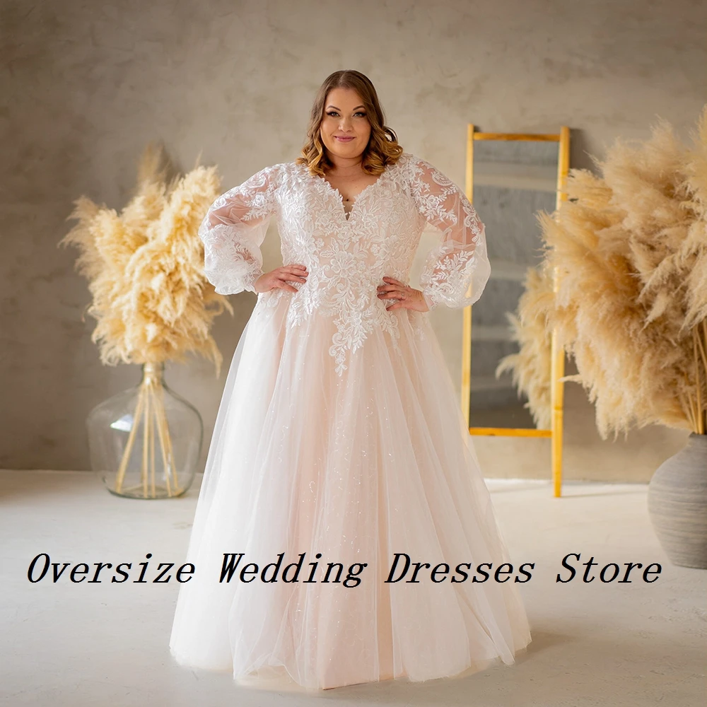 Plus Size Strapless Wedding Dresses with Lace Ful Sleve 2024 Summer Soft Tulle Bridal Gowns for Women New Vestidos De Novia New