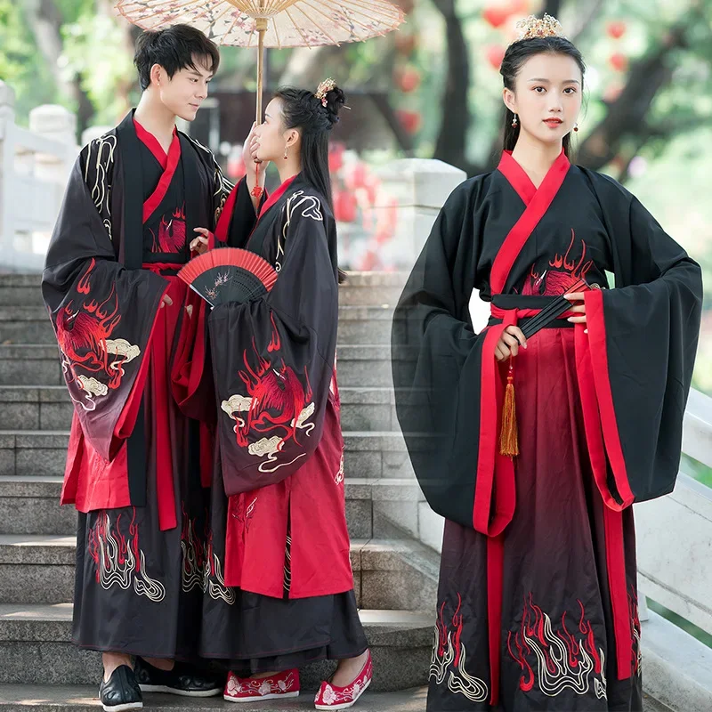 

Chinese Couples Hanfu Costume Ancient Folk Stage Dance Han Dynasty Cosplay Clothing Man Song Dynasty Pricess Tang Suit Outfit