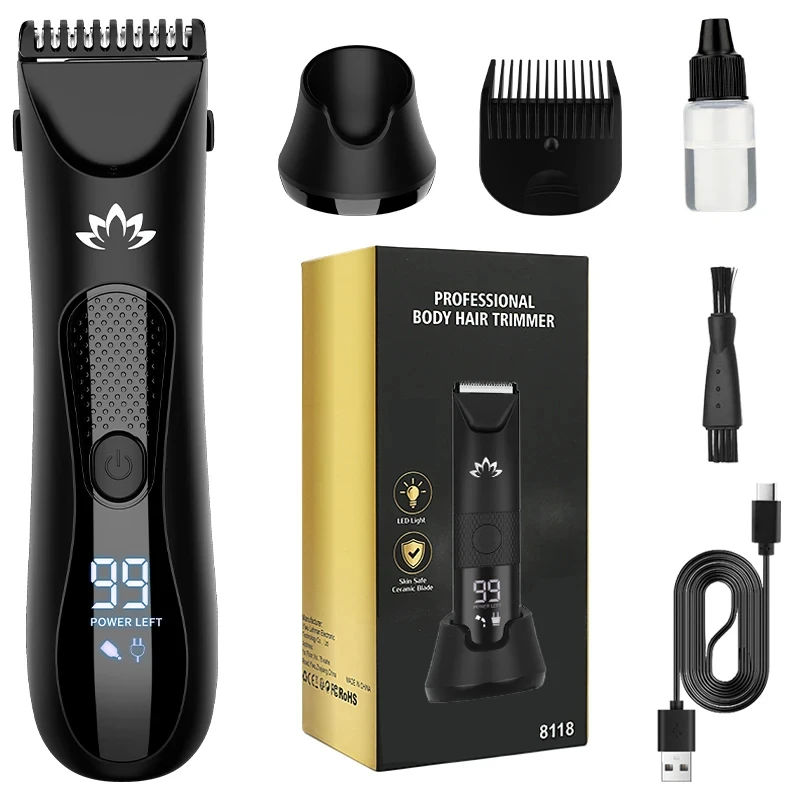 

Unicorn Applianc Full Body Hair Trimmer With Base Ceramic Steel Cutter Head Body Shaver IPX7 Waterproof Bikini Body Ball Trimmer
