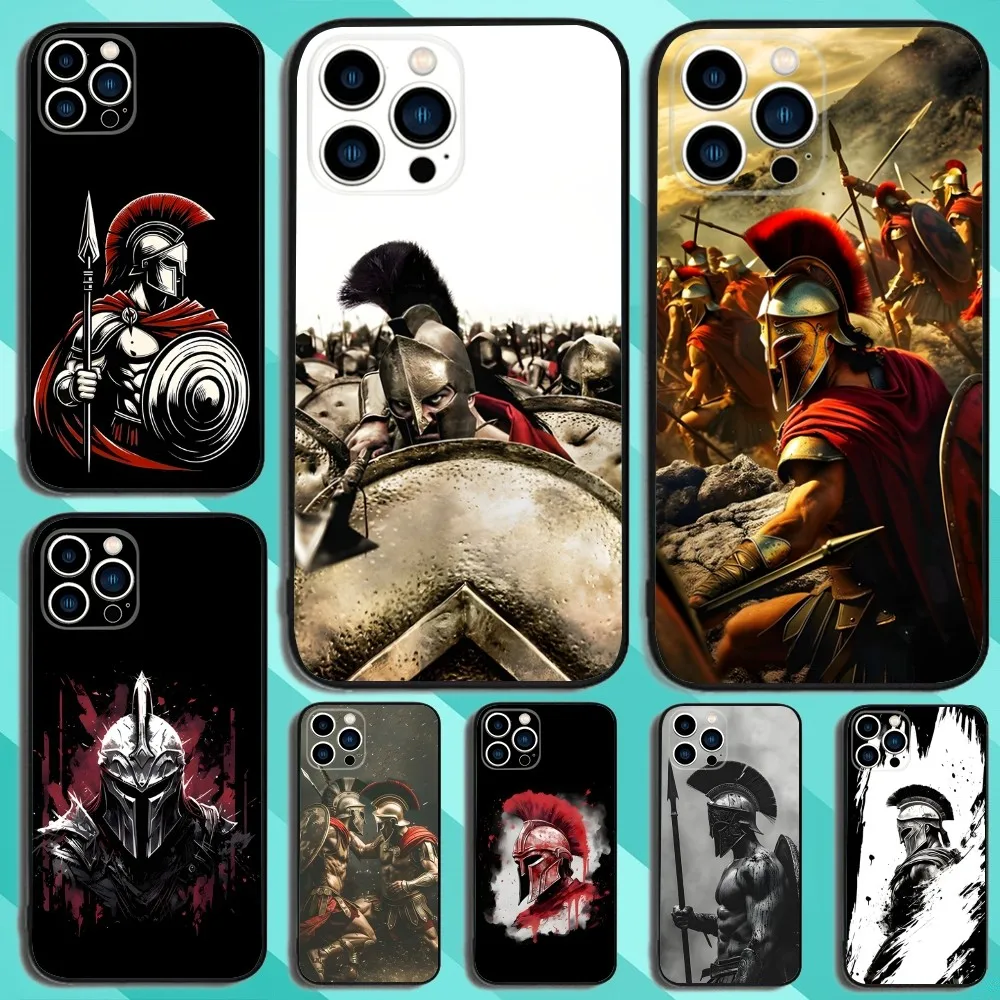 300 Warrior Spartan Phone Case For iPhone 16,15,14,13,12,11,Plus,Pro Max,XS,X,XR,SE,Mini,8,7 Soft Silicone Black Cover