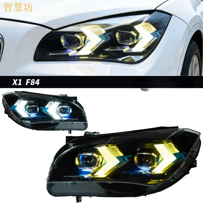 Suitable for 10-15 BMW X1 Headlight Assembly E84 Modified Arrow Style LED Daytime Running Light Turn Signal Lens Light