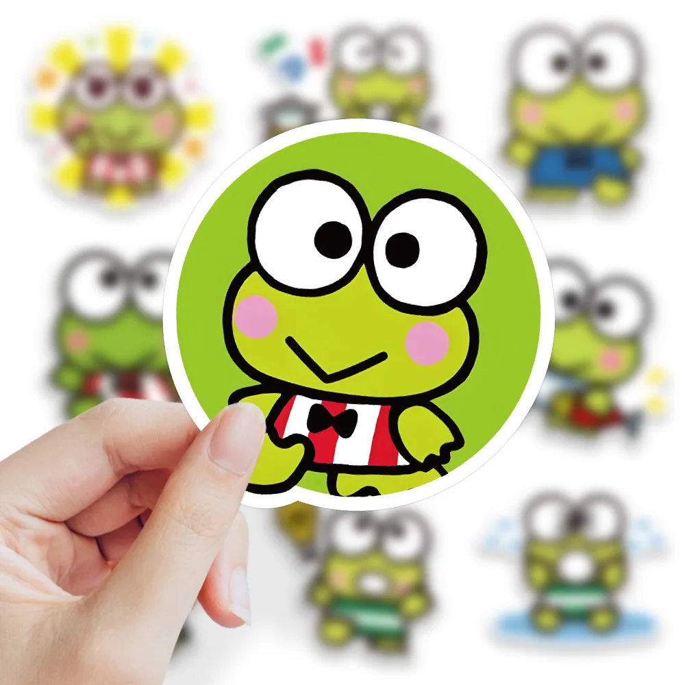 10/30/50PCS Sanrio Kero Kero Keroppi Green Kawaii Frog Sticker Cute Cartoon Graffiti DIY Laptop Guitar Water Cup Decal Kids Toy