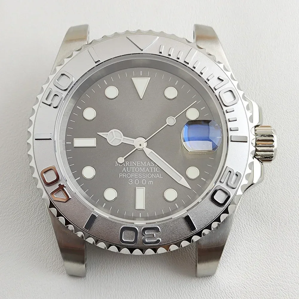 Casing NH35 jam tangan pria 40mm kaca safir baja tahan karat untuk Aksesori suku cadang jam tangan pergerakan Yacht master NH35 NH36