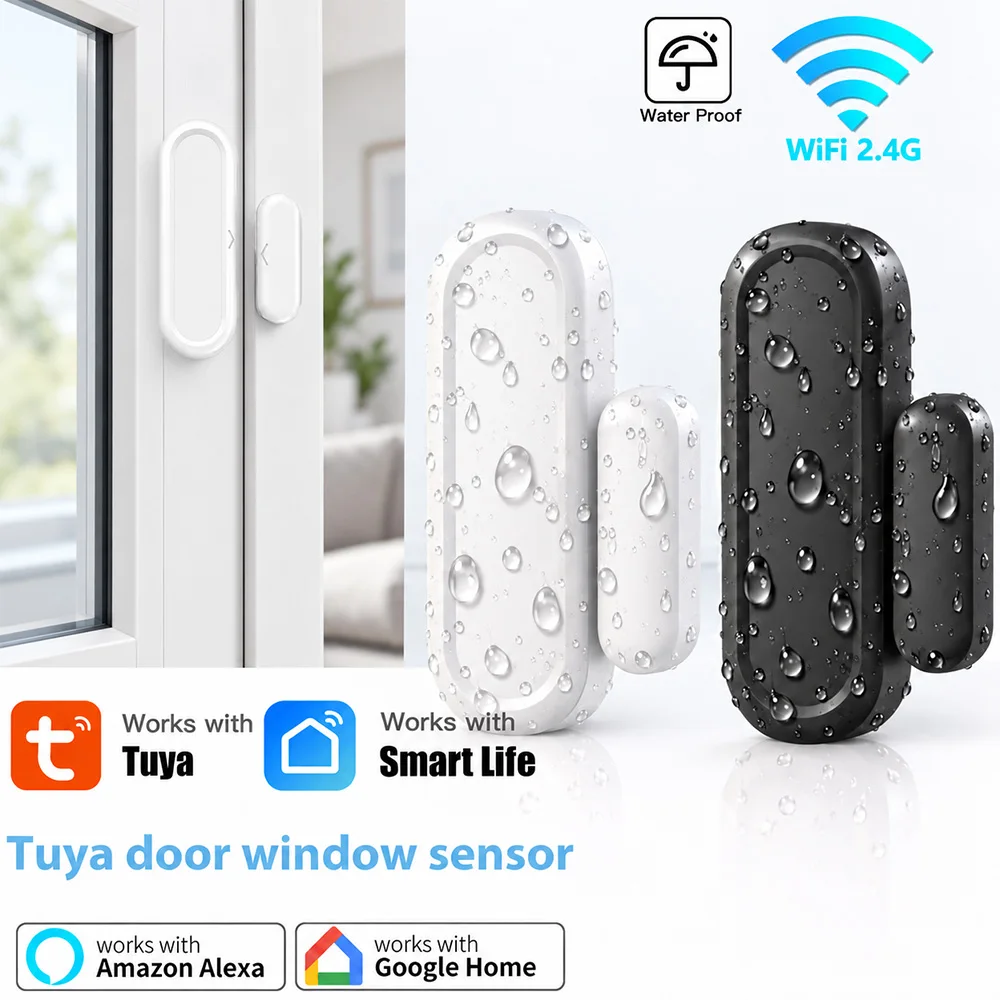IP65 Tuya WiFi Door Window Magnetic Sensor Wireless Connection Smart Home Protection Waterproof Door Detectors Automation