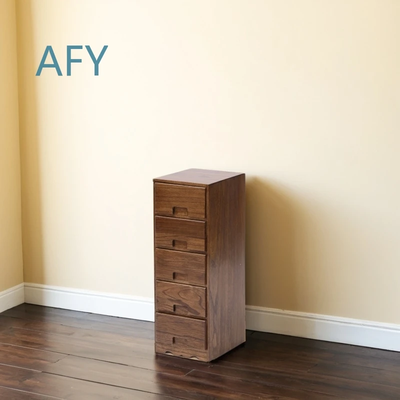 Solid Wood 5-Drawer Chest for Modern Walnut Storage Cabinet with Soft-Close Drawer Slides Bedroom Living Room Accent Dresser