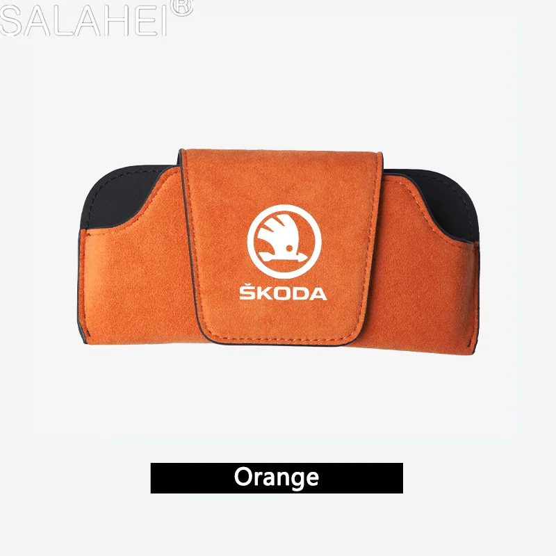 سيارة جلد الغزال نظارات صندوق الشمس قناع نظارات تخزين لسكودا A7 VRS رؤية كودياق المفضلة السريعة اوكتافيا اكسسوارات #5