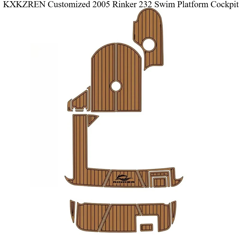 

KXKZREN Customized 2005 Rinker 232 Swim Platform Cockpit Marine Boat Faux Teak Decking Sheet Mat EVA Foam Yacht Flooring Pad
