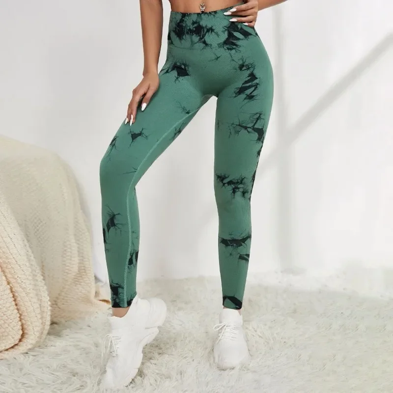 LOERSS Yoga Pants Women High Waist Scrunch Seamless Tie Dye Leggings For Sports Fitness Push Up Tights Workout Ladies Clothing