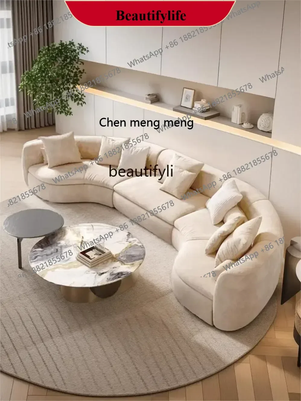 z183 Y48 Nordic leather curved sofa designer minimalist special-shaped corner technology creative sofa