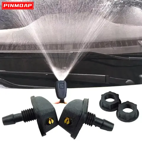 2pcs Car Front Hood Wiper Spray Nozzle General Spray Kit Spray Fan Nozzle Cover Washer Outlet Suitable For Most Models