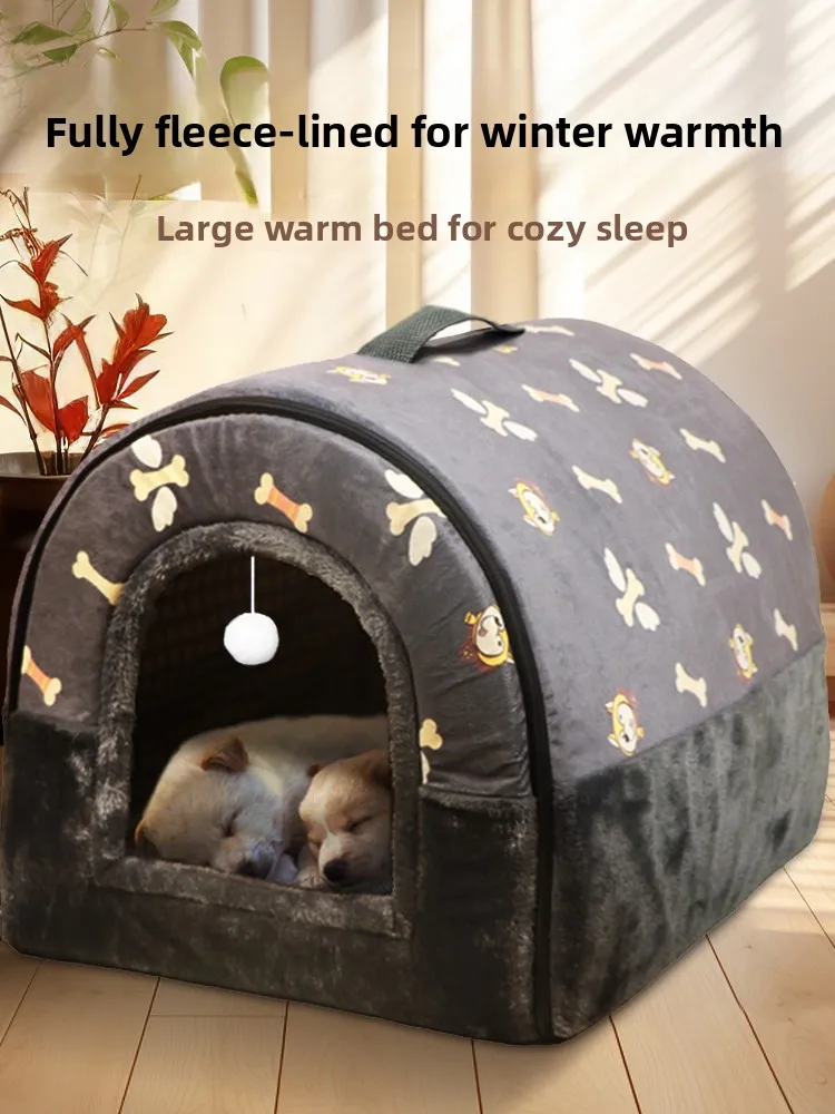 بيت كلاب قابل للفصل وقابل للغسل، دافئ للشتاء، للاستخدام الداخلي والخارجي، مناسب لكلاب التيدي الصغيرة والقطط، متعدد الطبقات من...