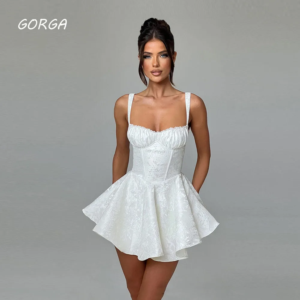 

GORGA Simple White Sweetheart Short A-LINE 2024 Slim Satin Ocassion Gown Knee-Length Formal Evening Dress Party Dress