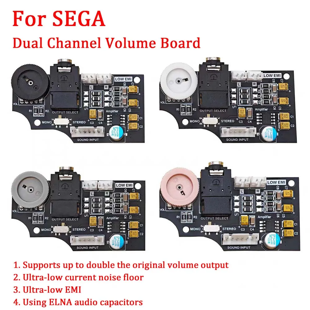 ELNAオーディオコンデンサーを使用したSEGAゲームギア用の高品質デュアルチャンネルボリュームオーディオボード、最大2倍のオリジナルボリューム出力