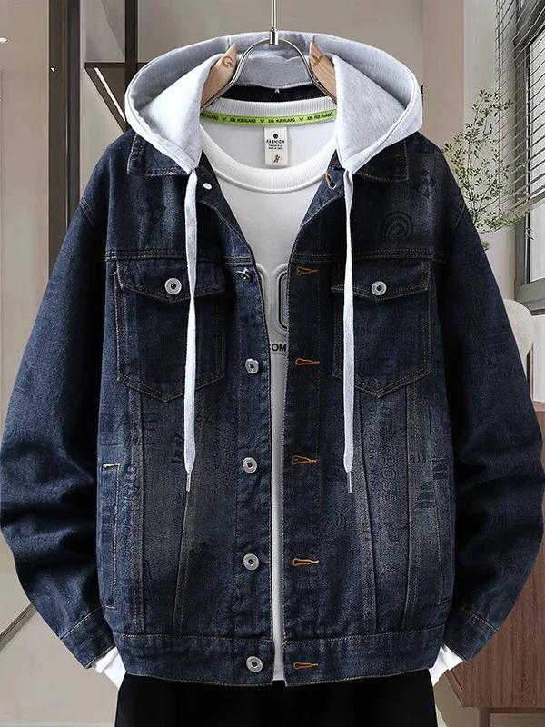 

Молодежная повседневная джинсовая куртка на весну-осень, свободного кроя, с капюшоном, в стиле «Unstoppable Fashion», удлиненная, верхняя одежда из хлопка и полиэстера...
