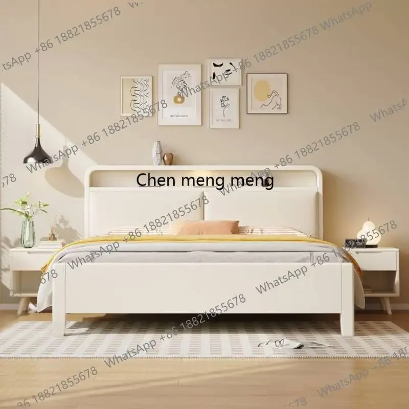 Beige Princess Double Bed Organizer Designer Luxury Storage Double Bed Full Size Headboards Cama Box Casal Home FurnitureEz