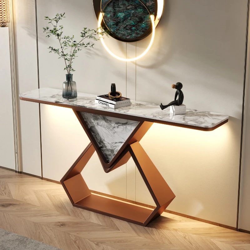 marble pattern LED light console tables beautiful decorative art coffee tables luxury консоль в прихожую furniture living room