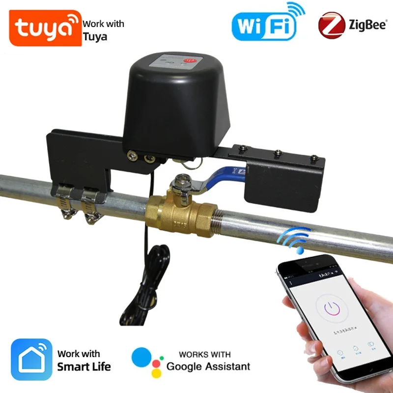 

Tuya WiFi Zigbee автоматический газовый водонагреватель клапан контроллер умный дом пульт дистанционного управления манипулятор работает с Alexa Google Home