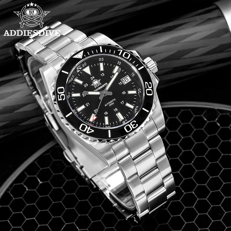 ADDIESDIVE Man Automatic Watch Miyota 8215 Sapphire Glass Luminous Ceramic Bezel Watches 200m Waterproof Stainless Steel Watch