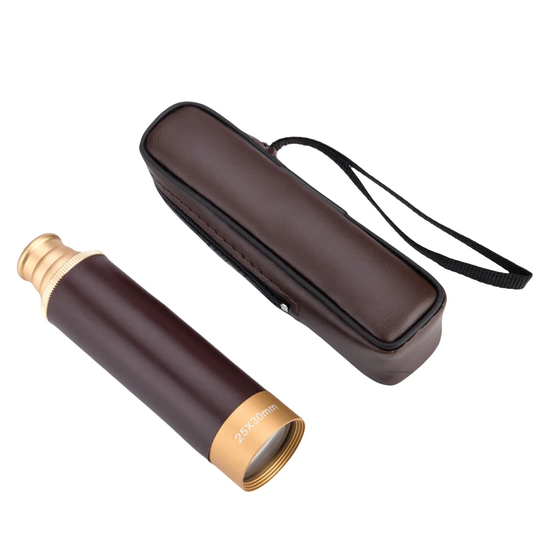 أحادي العين تلسكوب القراصنة الرجعية تصغير عالية الطاقة HD التخييم في الهواء الطلق الحرفية الألمانية مع حقيبة جلدية الراقية هدية العيد