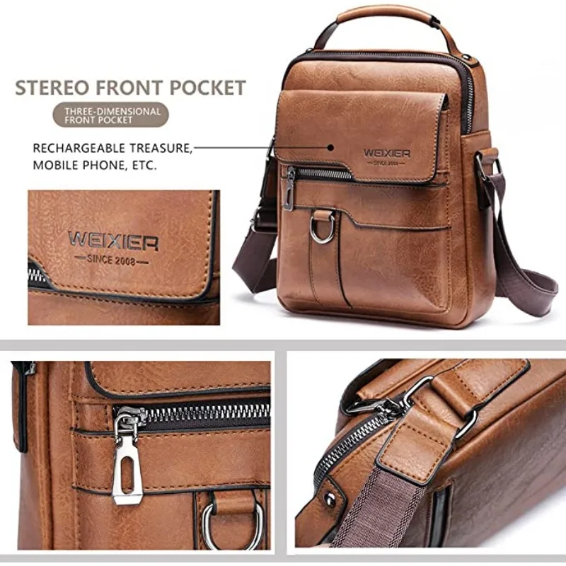 Wszechstronny męski Messenger Tote o dużej pojemności Retro PU skórzana torebka torba na ramię Crossbody idealny do pracy w podróży i wypoczynku