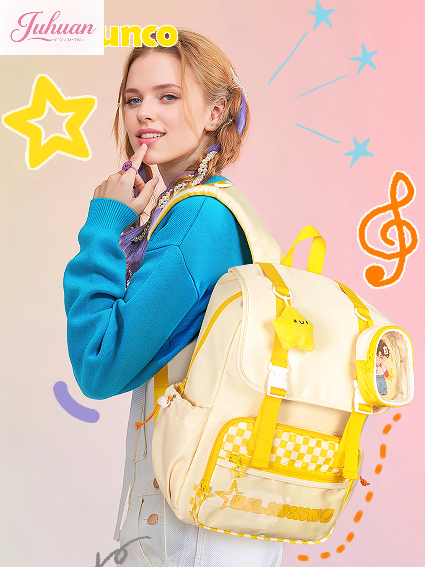 

Kawaii Student Cute Sweet Backpack Women's New Macaron Backpack Lightweight Large Capacity Junior High School Girls Schoolbag