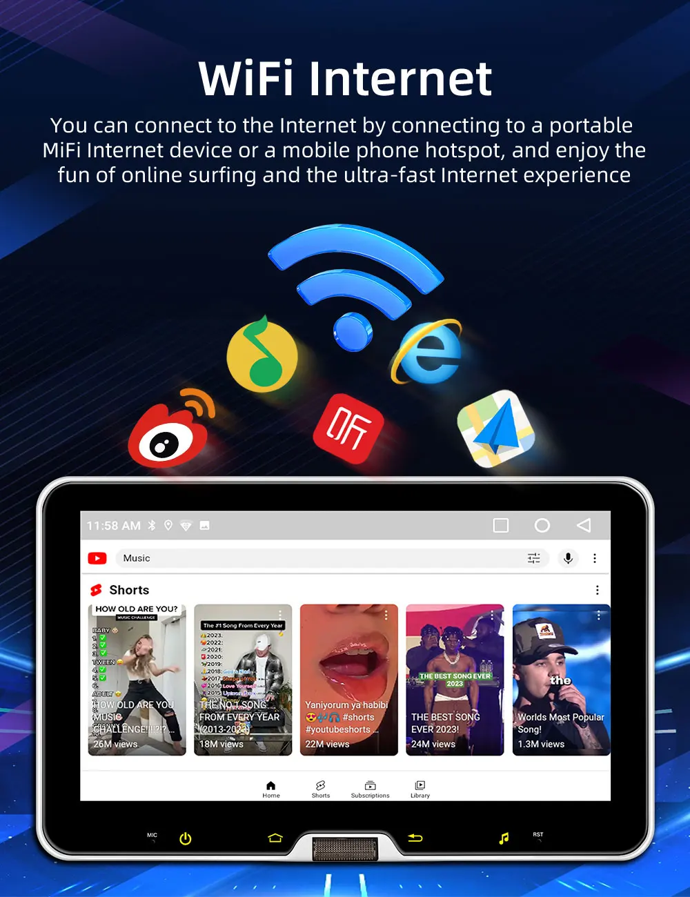 RV 10.1 "1Din رباعية/Octa Core أندرويد 13 راديو السيارة Carplay WIFI GPS BT 4G مشغل سيارة USB DSP 32EQ أضواء ملونة ستيريو السيارة #4